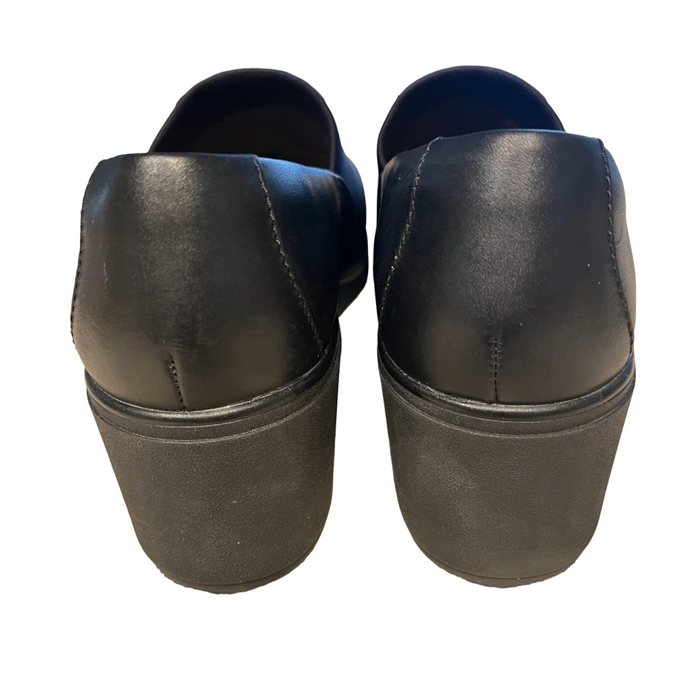 NEW CLARKS Mazy Seabury Black Leather/Stretch Fabric Sz 8 W Slip On Shoe - Picture 5 of 8